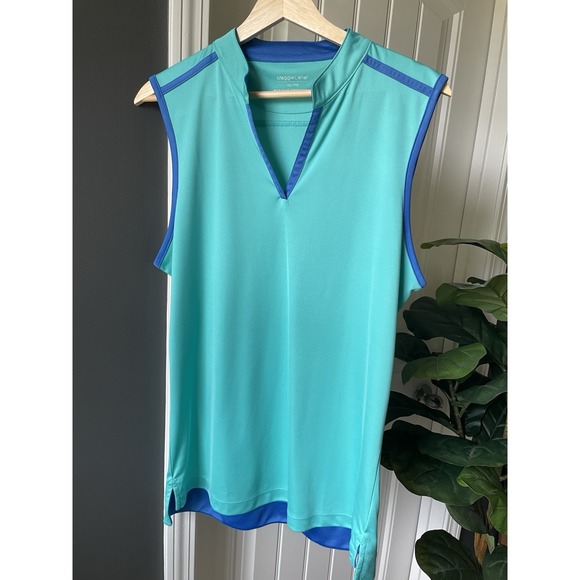 MaggieLane Tops - MaggieLane Women's Tank Athletic Golf Top XXL Turquoise/Blue Mock Neck Stretch